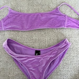 Purple velvet triangl bikini